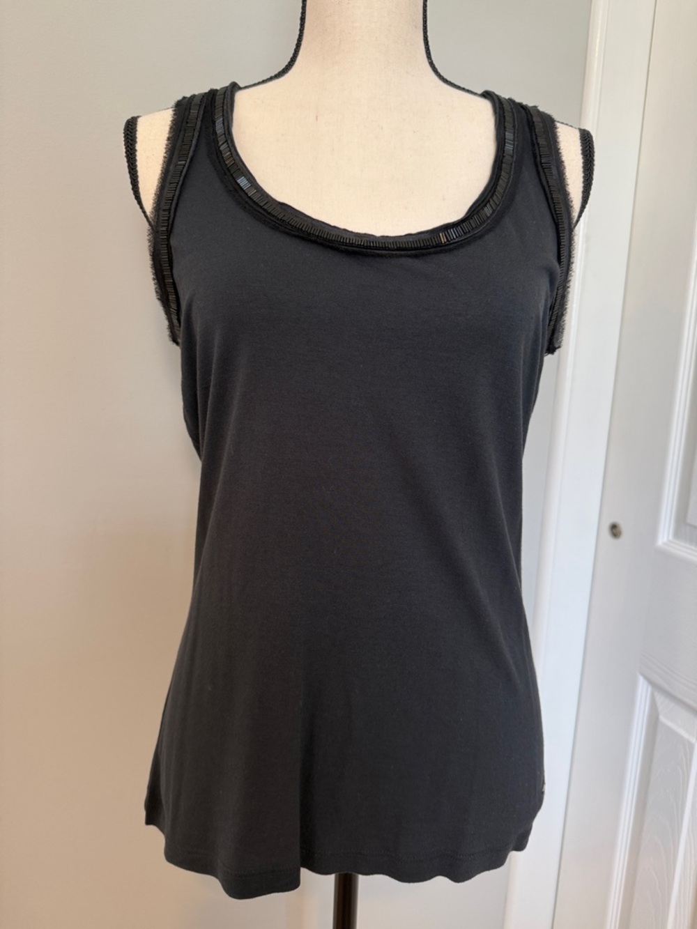 Tommy Hilfiger Black Tank Top with Beaded Trim